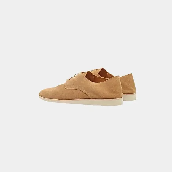 NWOB Nisolo Men's Travel Derby Lace-Up Shoes in Stone Beige Suede Size 10.5